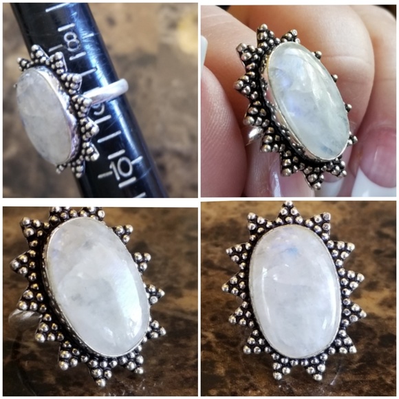 Genuine 18ct Rainbow Moonstone Ring Size 9 - Picture 6 of 6